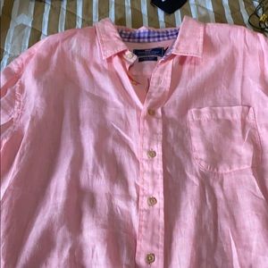 Vineyard vines linen shirt.  Pink